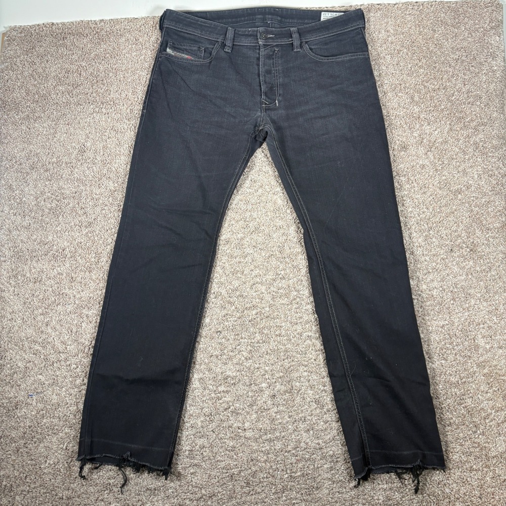 Diesel Safado Regular Slim-Straight Jeans Black Wash 008Y8 Stretch 36x32 Frayed